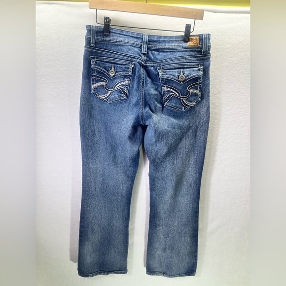 LEI Straight Leg Faded Denim Jeans Womens 13 Juniors Stretch Flap Pockets 1832 - Picture 9 of 10